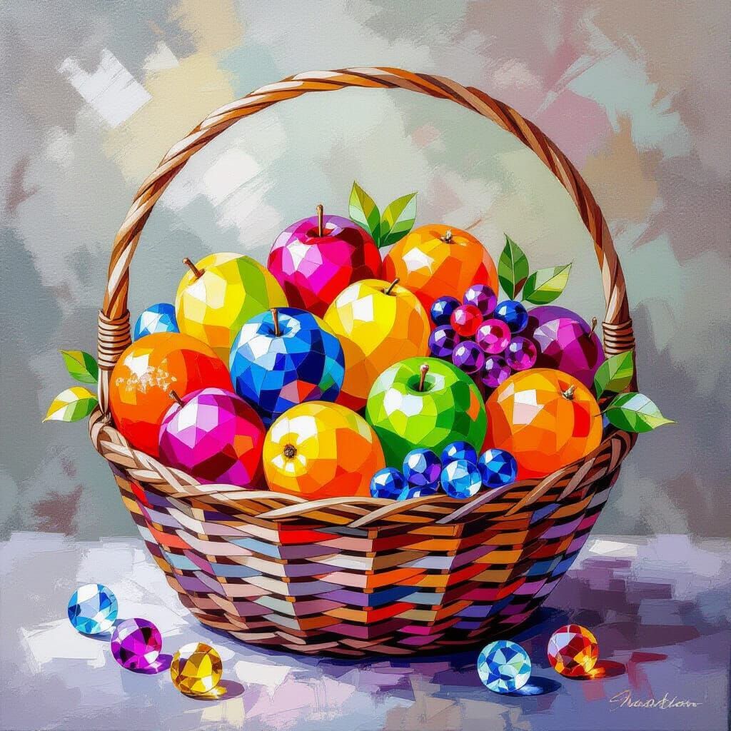 Crystal Fruits Still Life in Painting Style