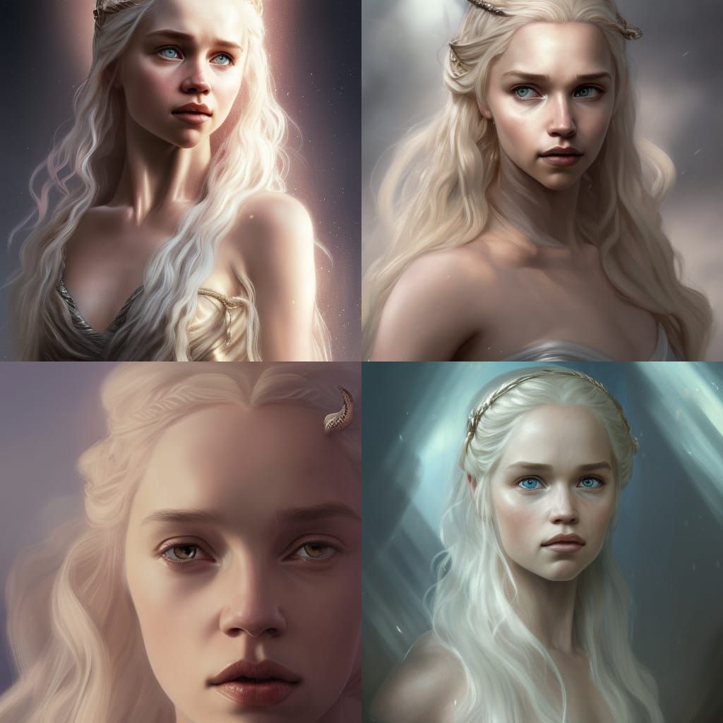 Daenerys Targaryen Portrait by Rutkowski, Artgerm, and Mucha