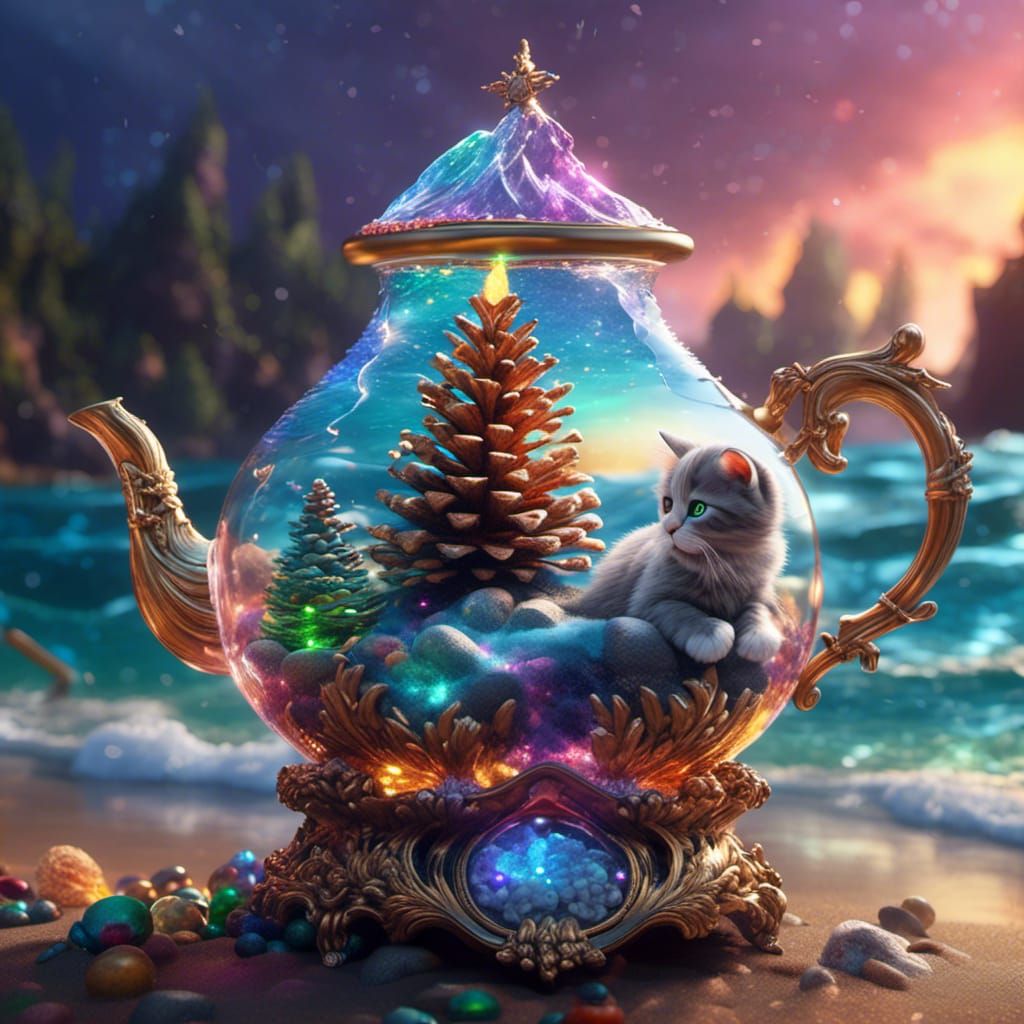 Electric Kitty Sparkles on Ocean Wave