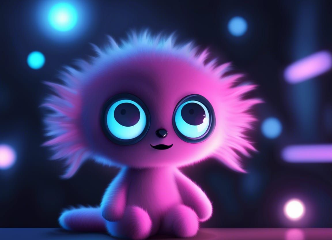 Cute Fluffy Alien with Glowing Lights