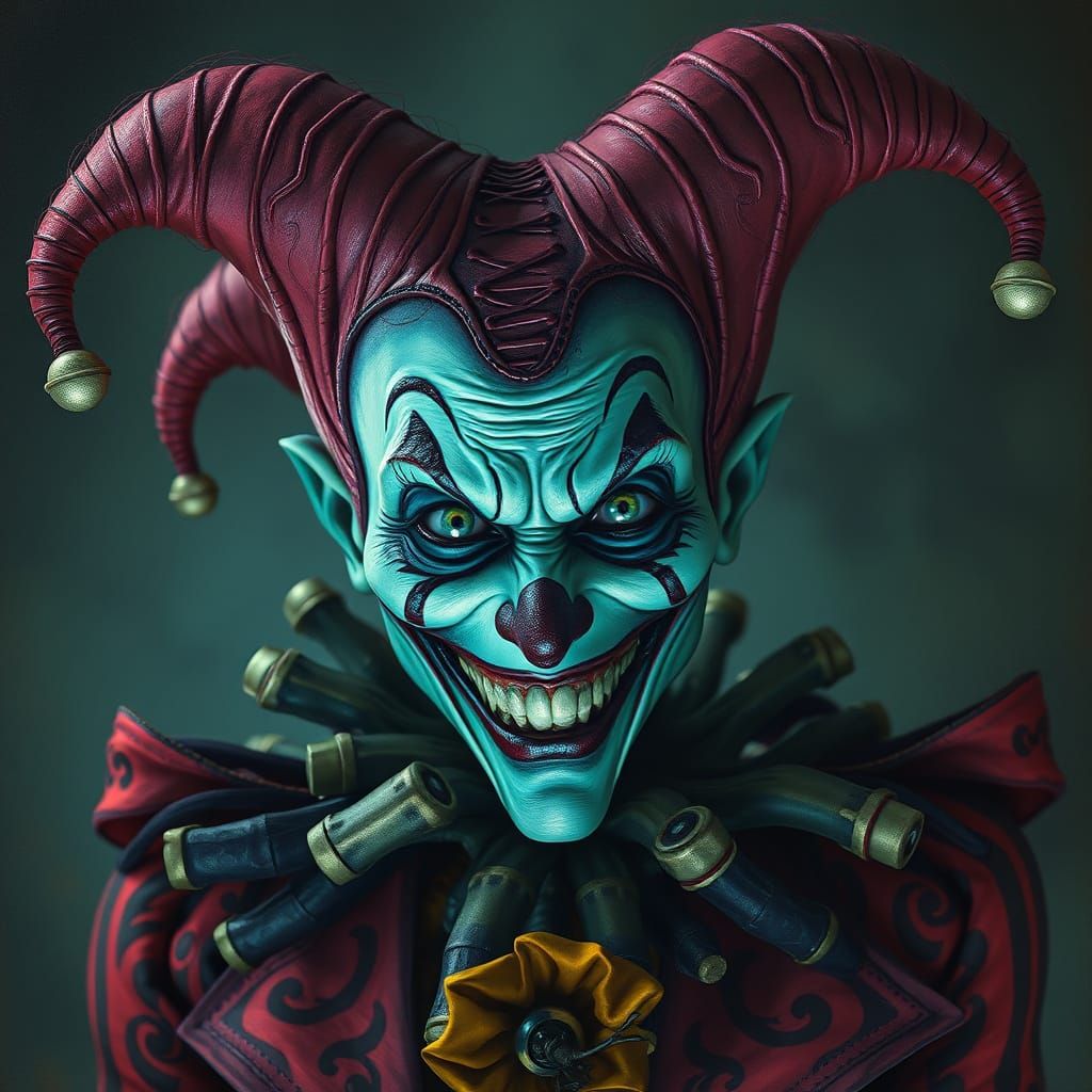 Sinister Jester in Dark Biomechanical Style