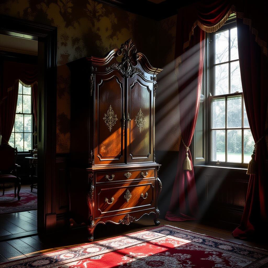 Antique Victorian Cabinet in Moody Painterly Style