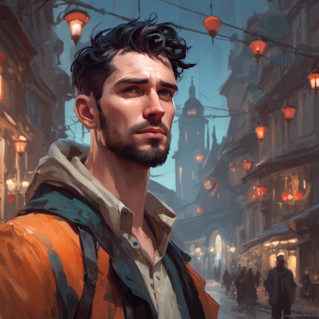 Pale Modern Man Portrait in Hyperdetailed Style