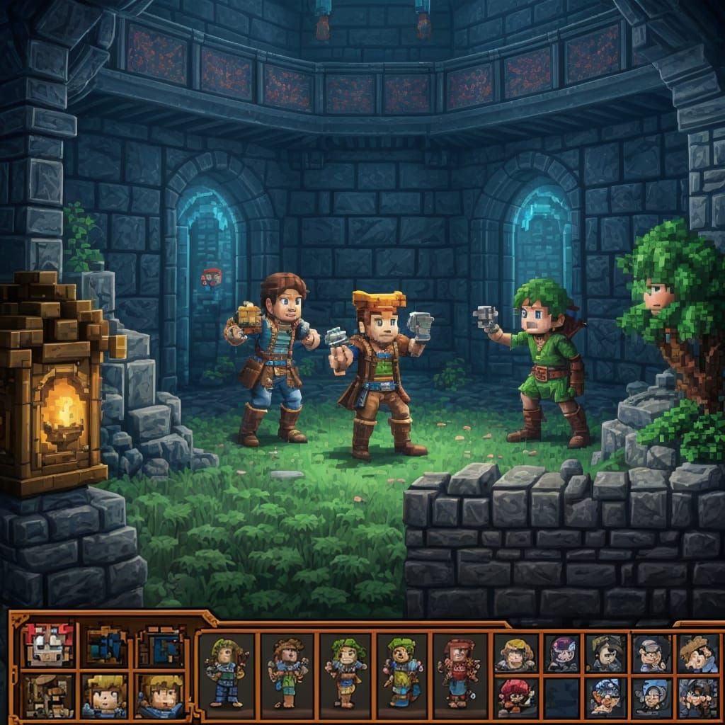 Pixelated Adventurer Trapped in Ancient Dungeon
