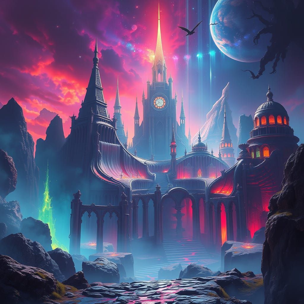 Ethereal Dreamscapes in Vibrant, High-Fantasy Style