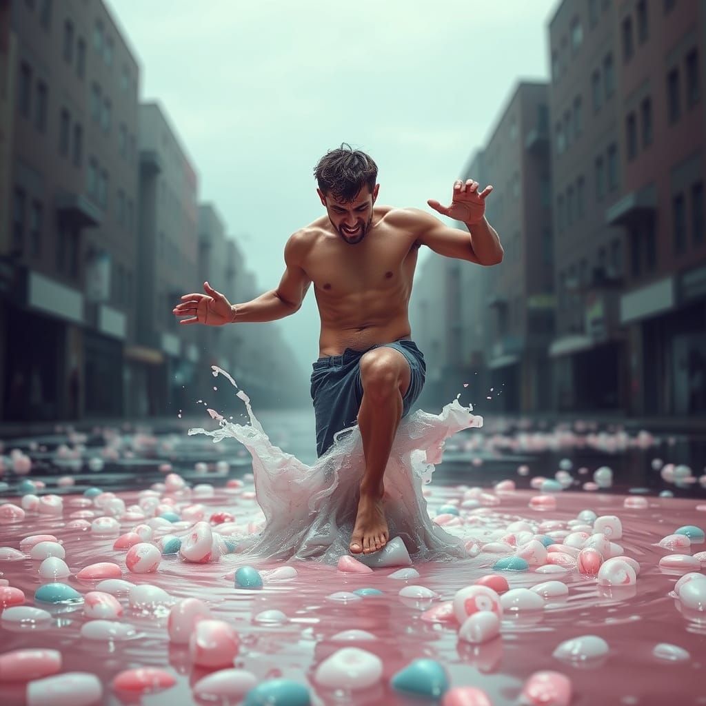 Man Trapped in Giant Gum Puddle