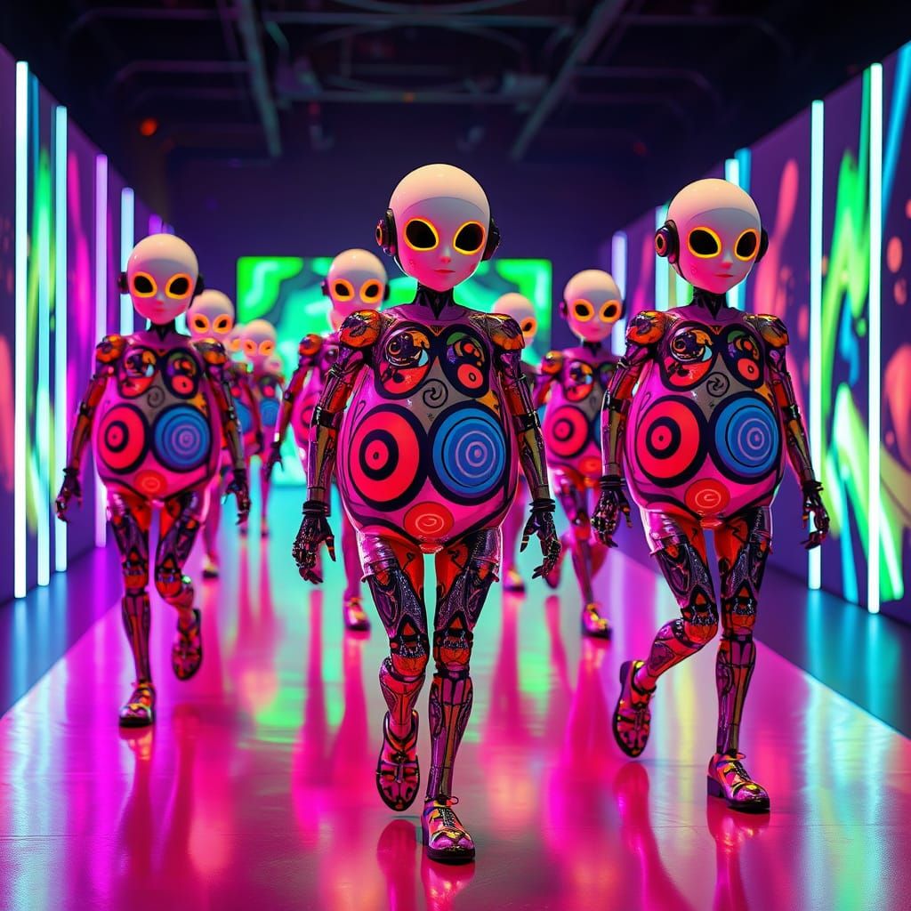 Surrealist Fashion Show in Neon Dreamscape