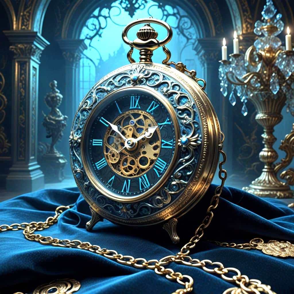 Surrealism. Close up. A misty micro clockwork pocket watch f...