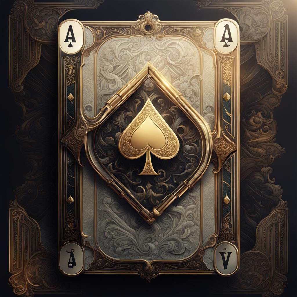 Elegant Ace of Clubs Card in Digital Painting Style