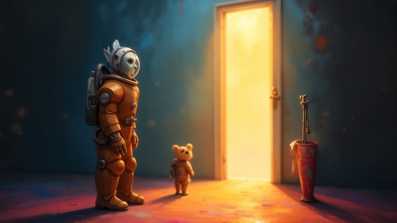 Astronaut Beside Glowing Portal, Professional Photography