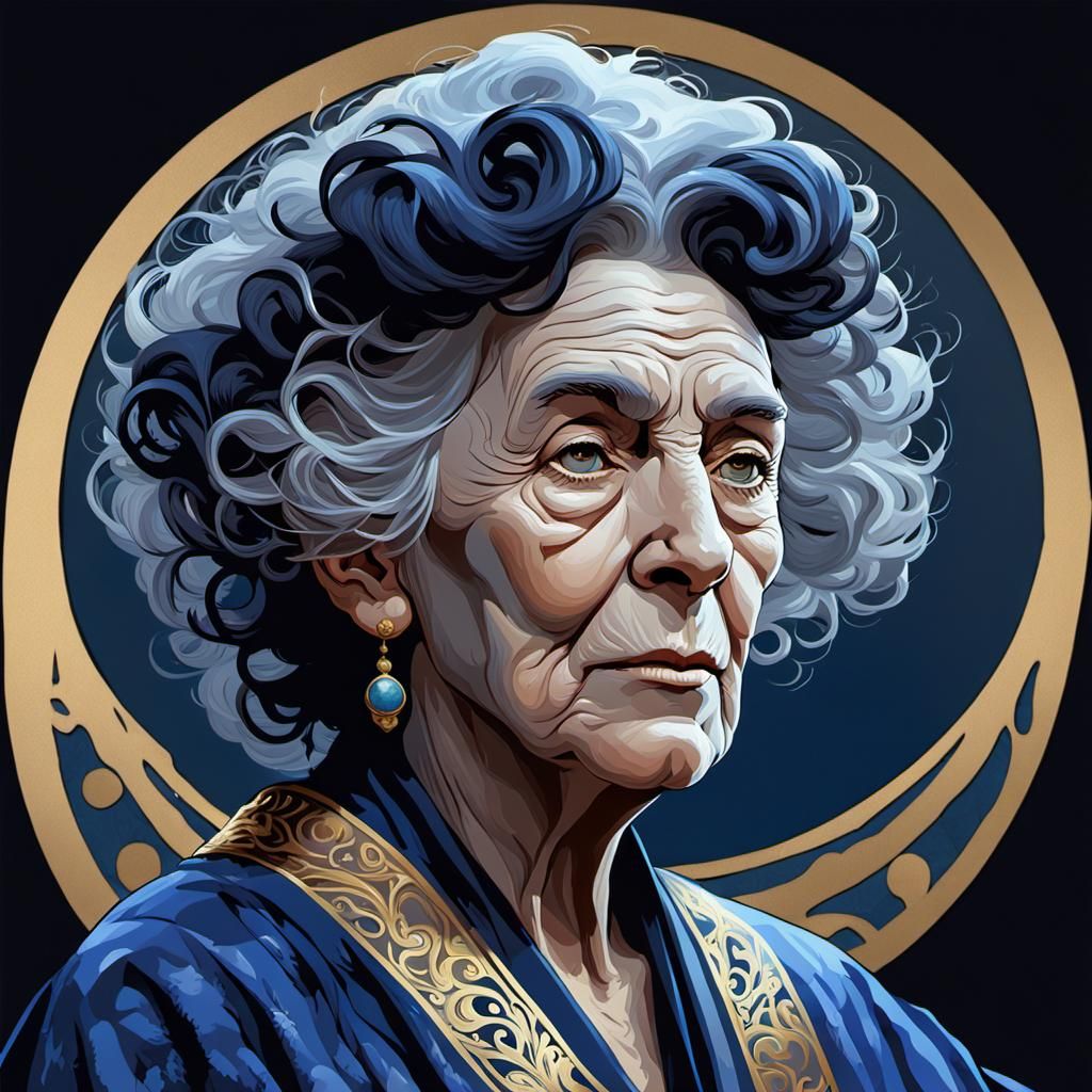 Elegant Art Nouveau Portrait with Volumetric Lighting