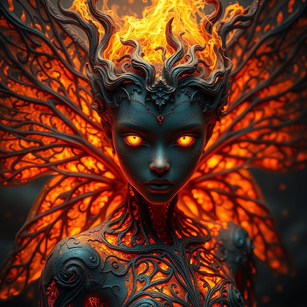 Fiery Ash Fairy: A Dark Fantasy Concept
