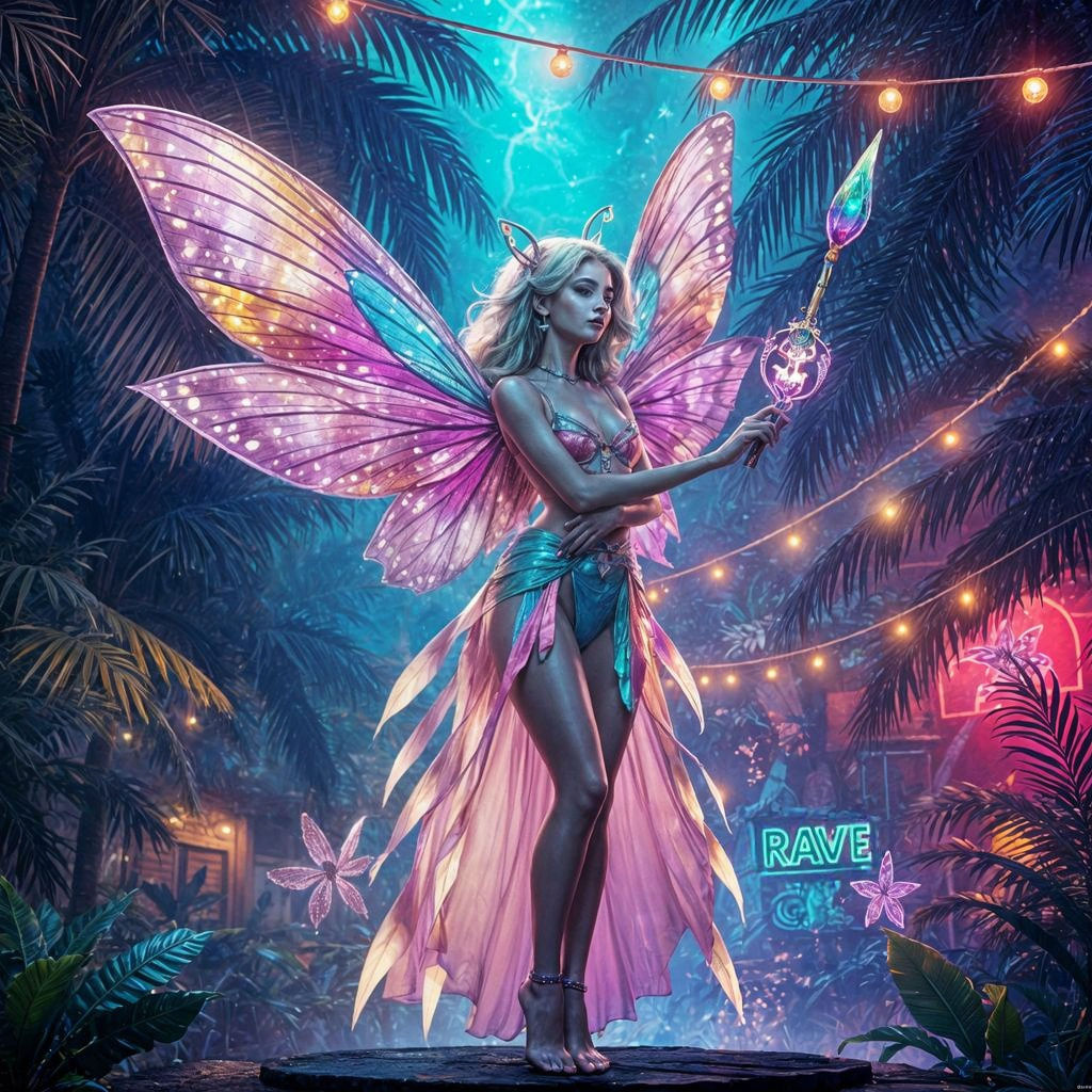 Vibrant Fairy Raves in Jungle Metropolis