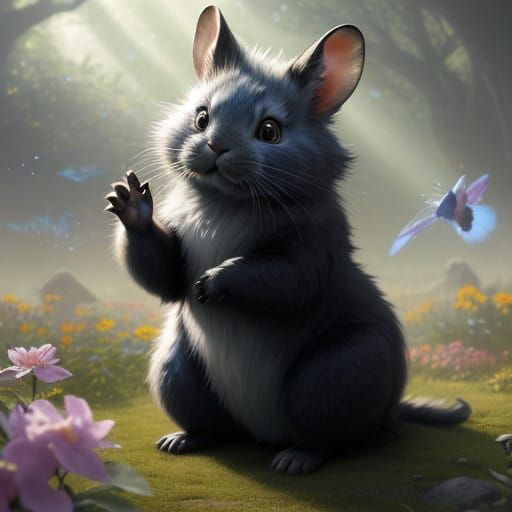 Whimsical Alien Critter Basks in Vibrant Garden