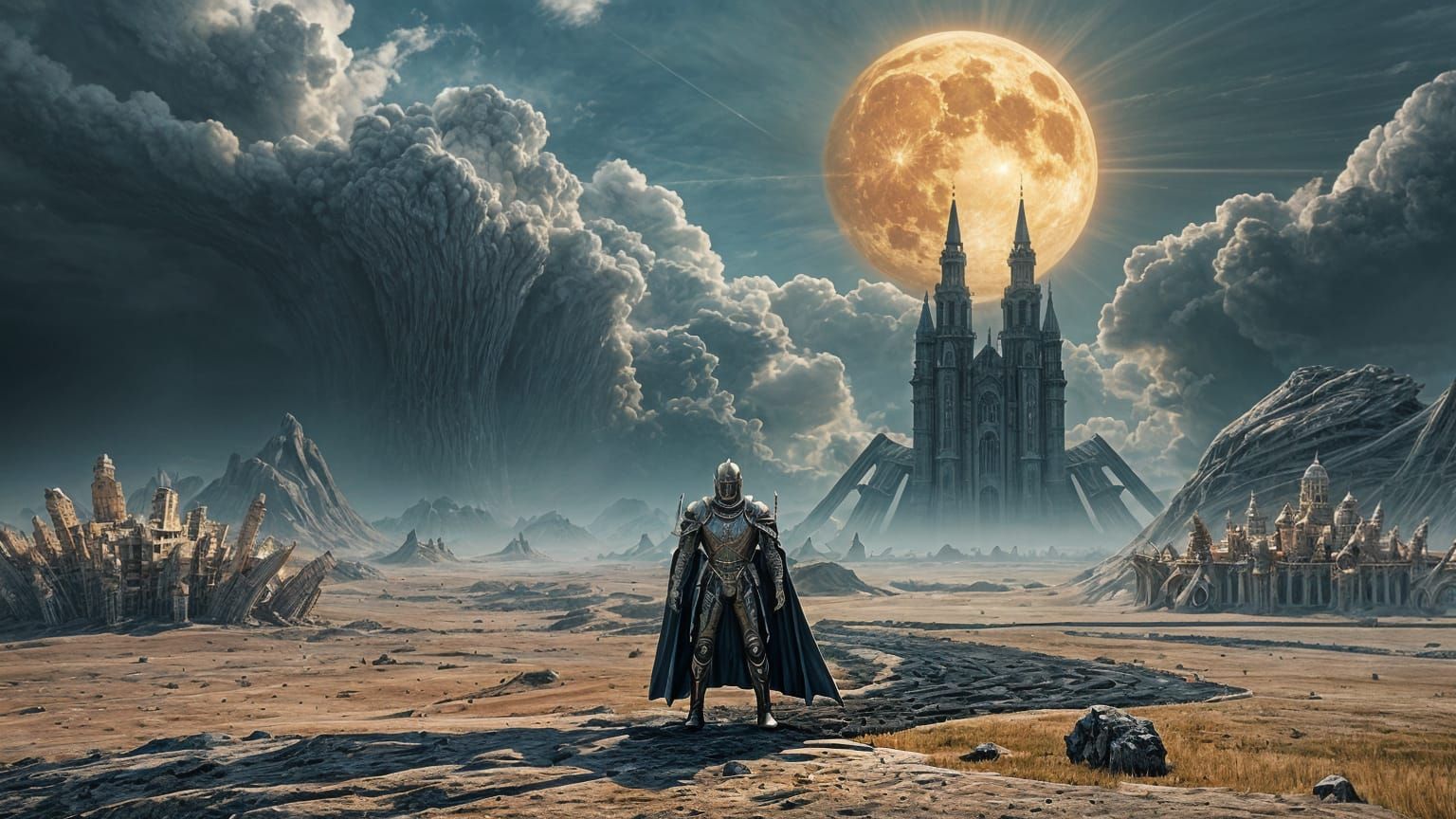 Knight on Ash Plain with Cosmic Rift