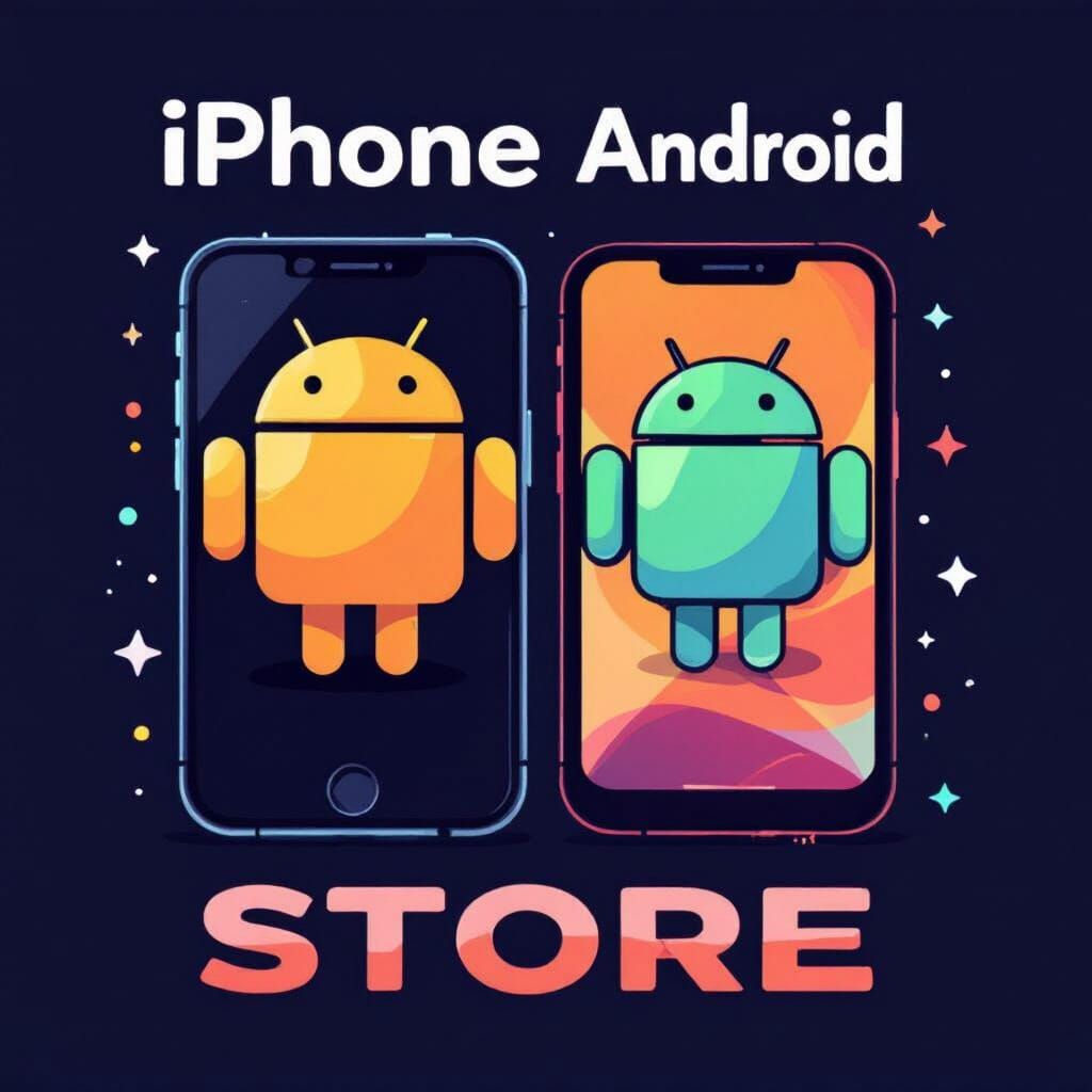 iPhone vs Android Logo Battle at Phone Store