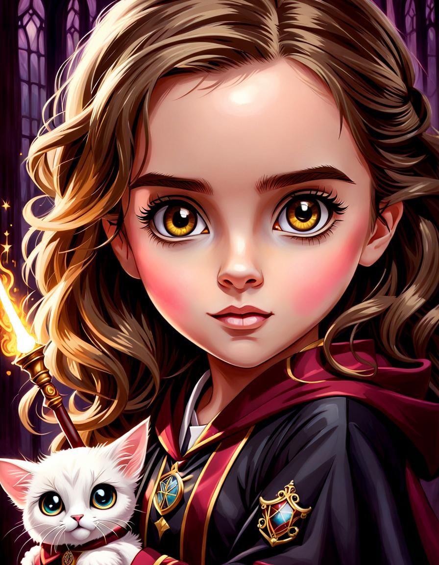 Comic Book Portrait of a Young Witch with Wand