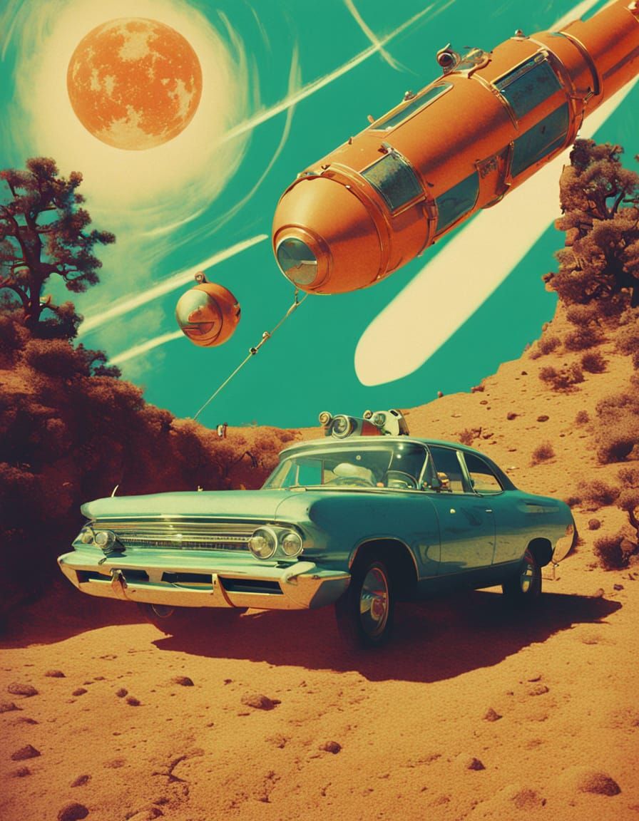 Cyborg Battle in a Whimsical Retro Sci-Fi World