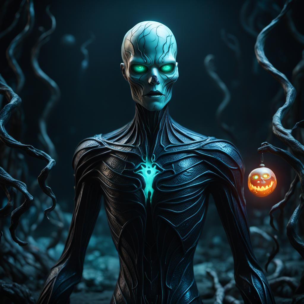 Bioluminescent Demonic Porcelain Slender Man Doll