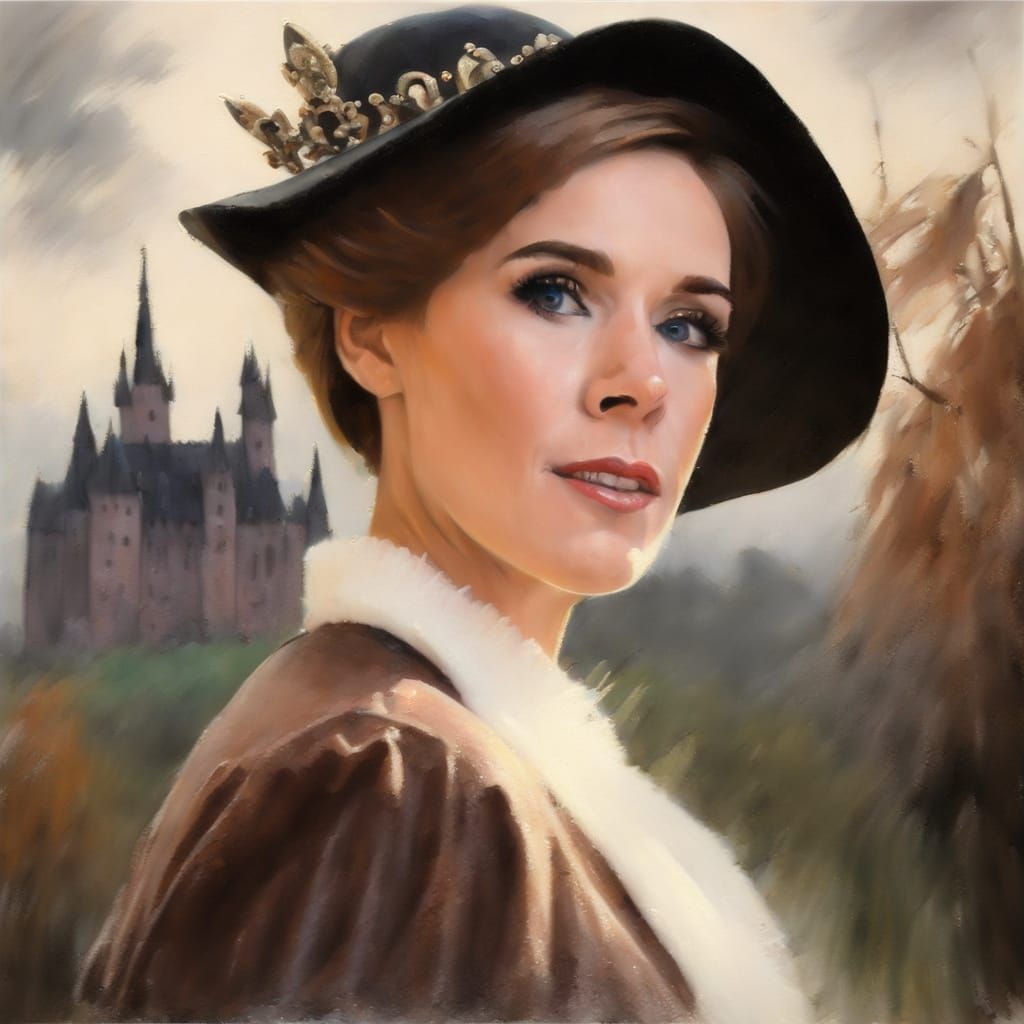 Queen Guinevere Portrait in Impressionistic Oil Style