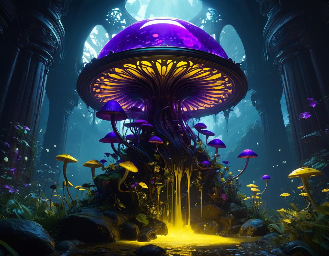 Luminous Mushroom: Dark Fantasy Concept Art