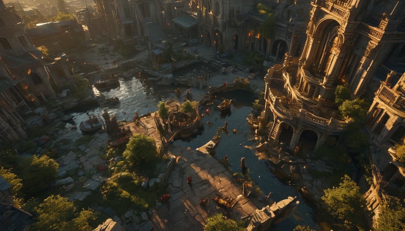 Dark Fantasy Scene at Golden Hour