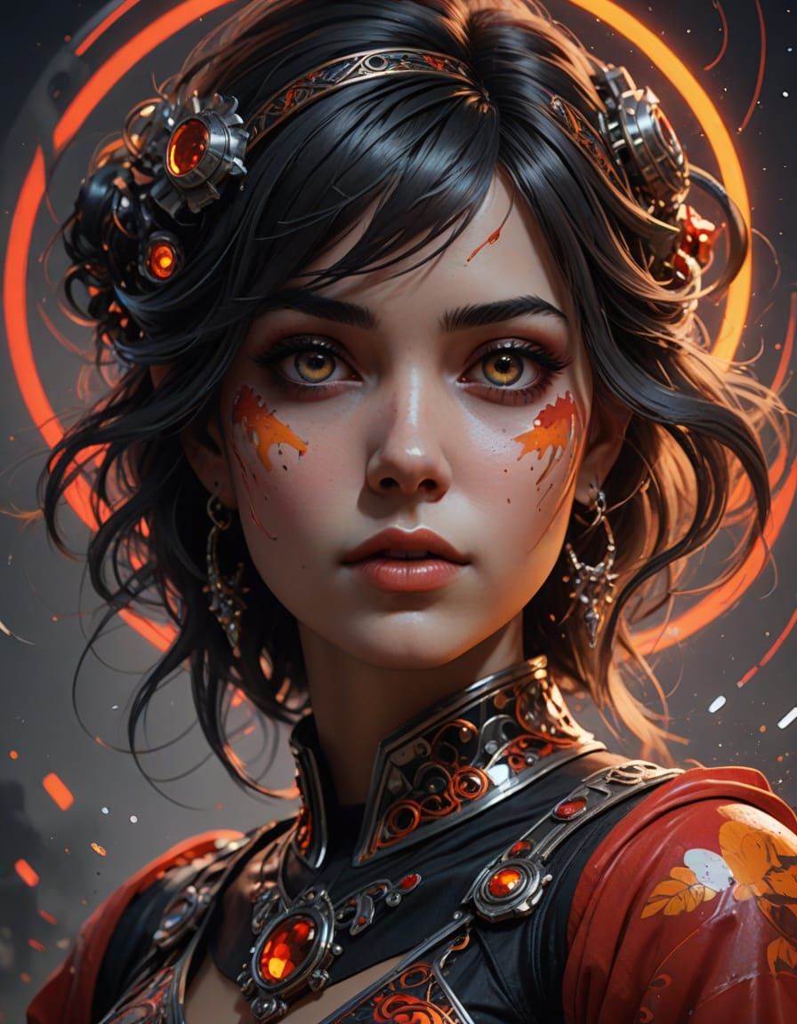 Ethereal Goddess Radiates in Triadic Splendor