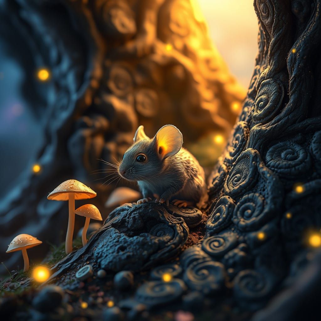 Dreamlike Mouse in Mystical Environment