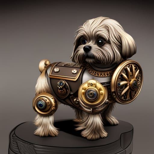 Steampunk Shih Tzu Robot with Intricate Details