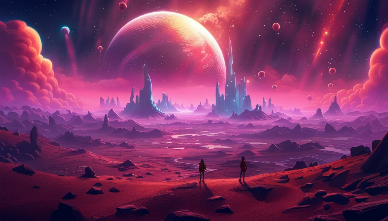Cosmic Landscape Rendered with Parallax Effects