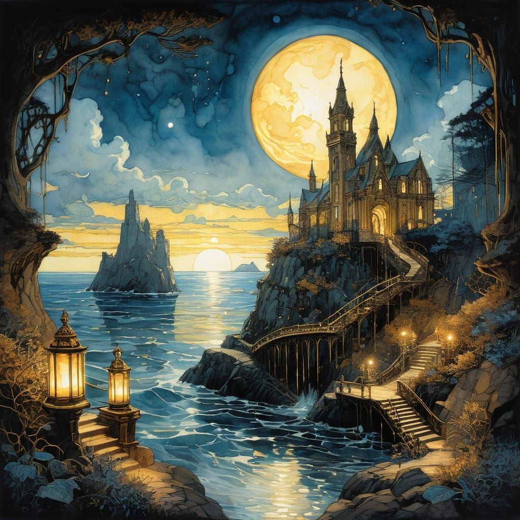A magnificent golden city rises from the depths of the abyss...