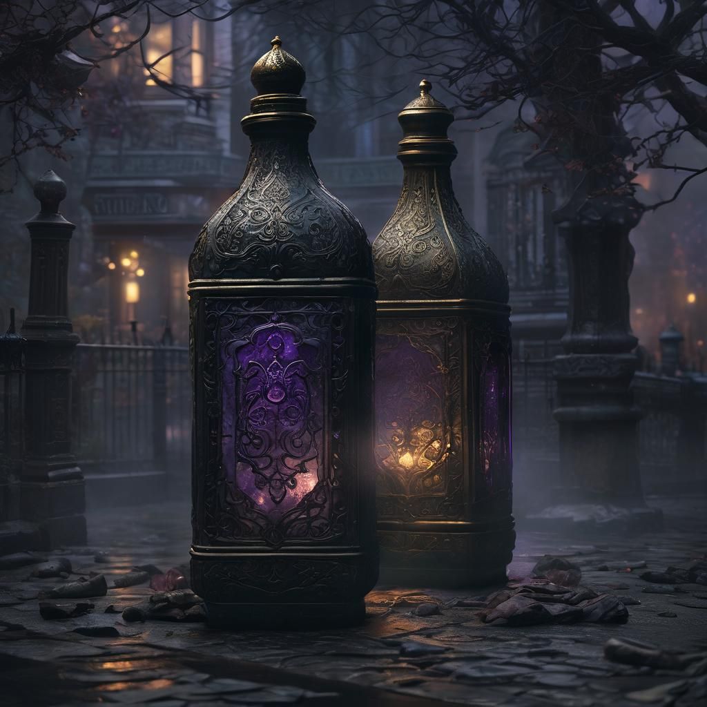 Eerie Magical Bottle on Foggy San Francisco Street