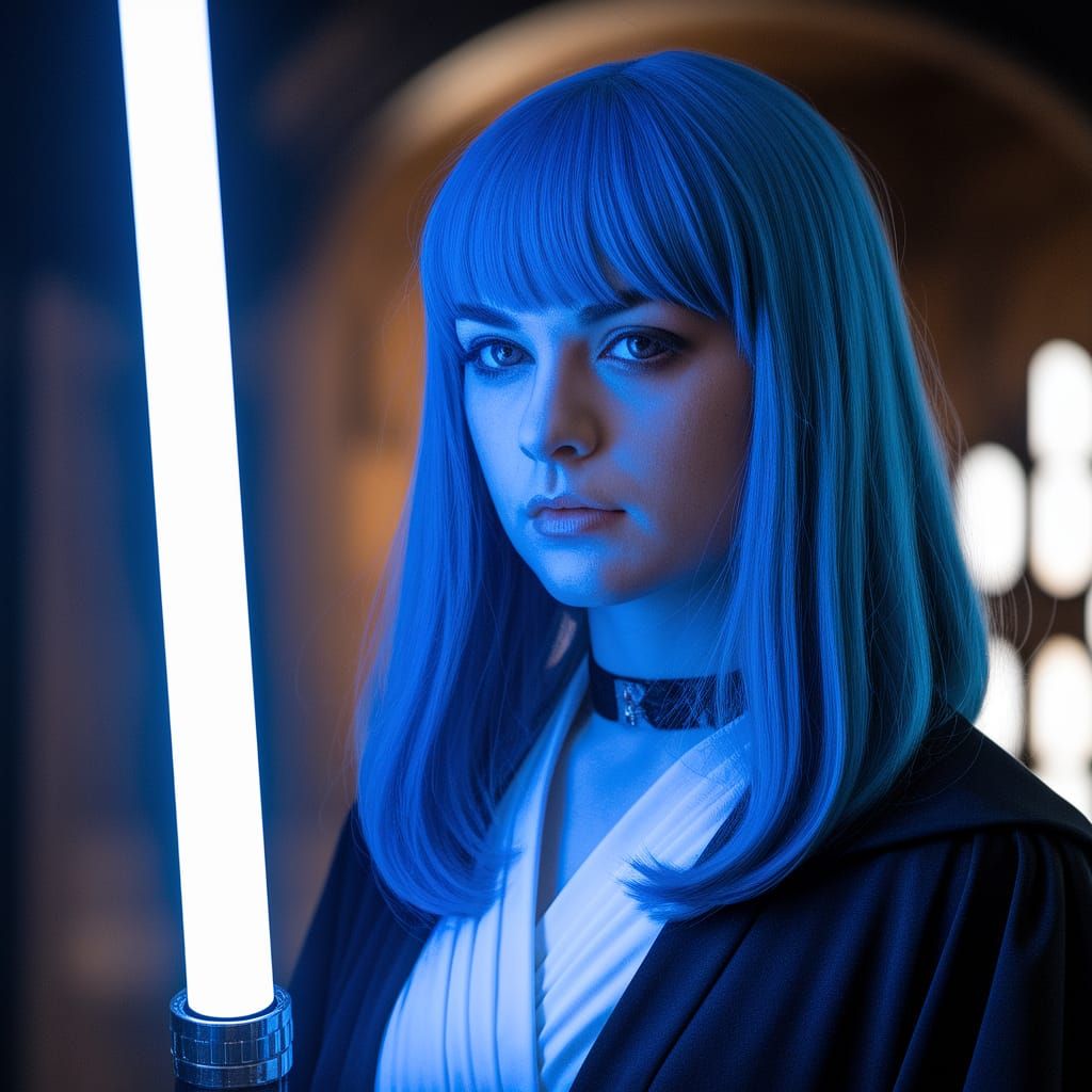 Goth Eme Girl Jedi in Cinematic Film Still