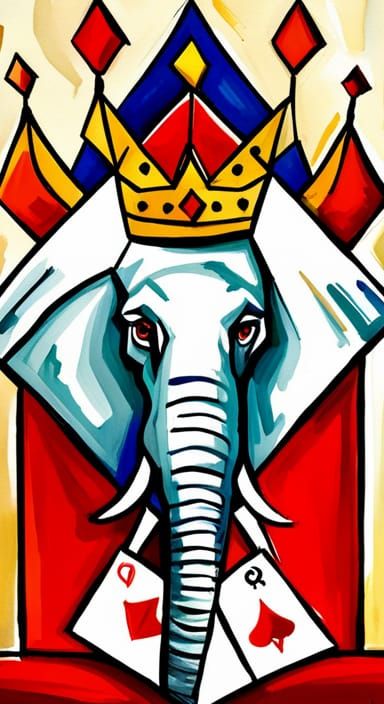 Elephant Face Card in Gouache and Watercolor Style