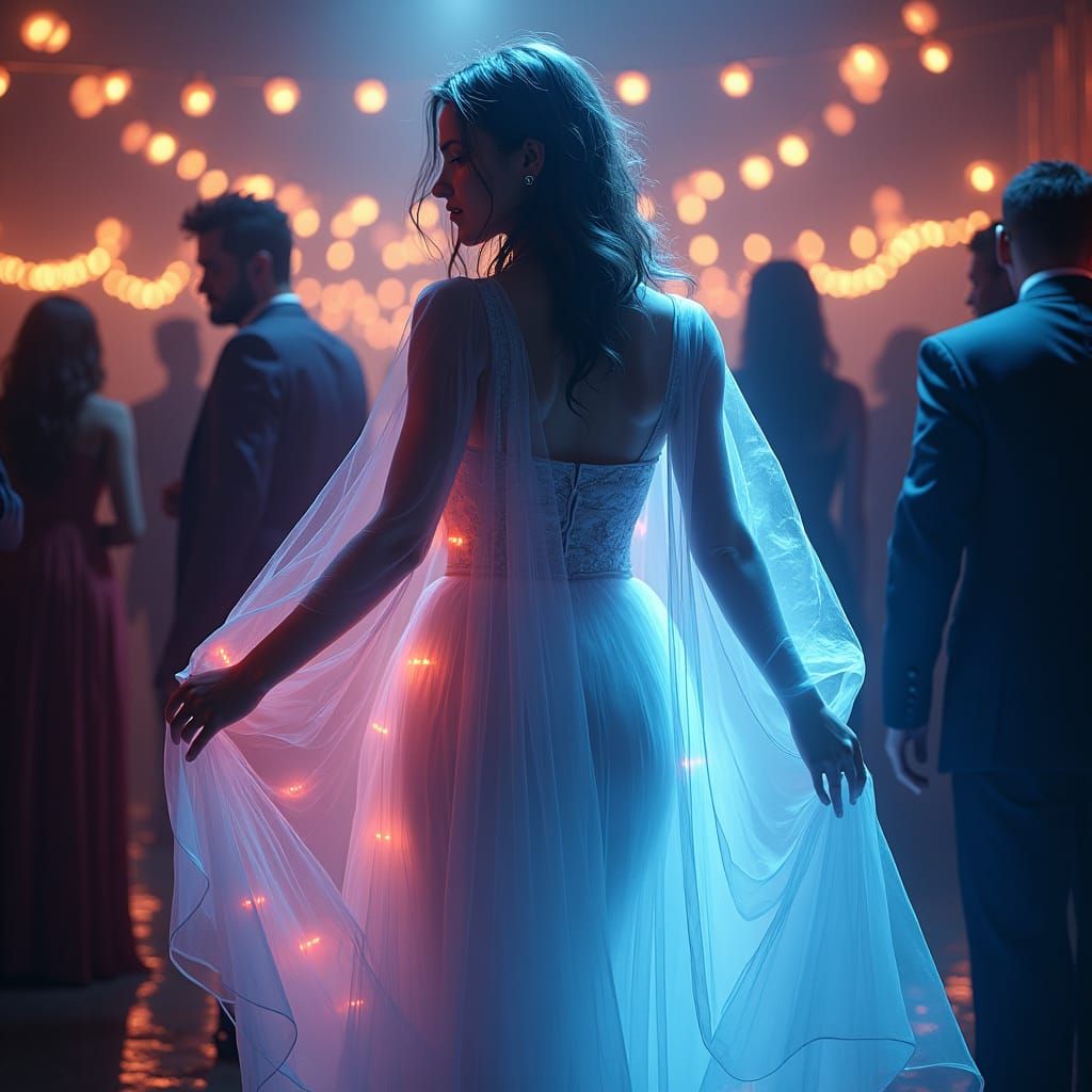 Ghostly Woman Dancing at Halloween Party