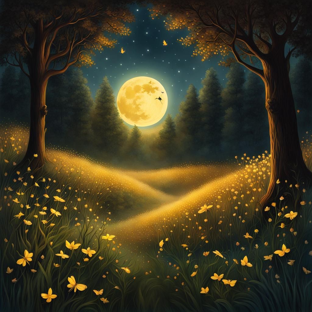 Moonlit Meadow: A Tiny Firefly's Tale