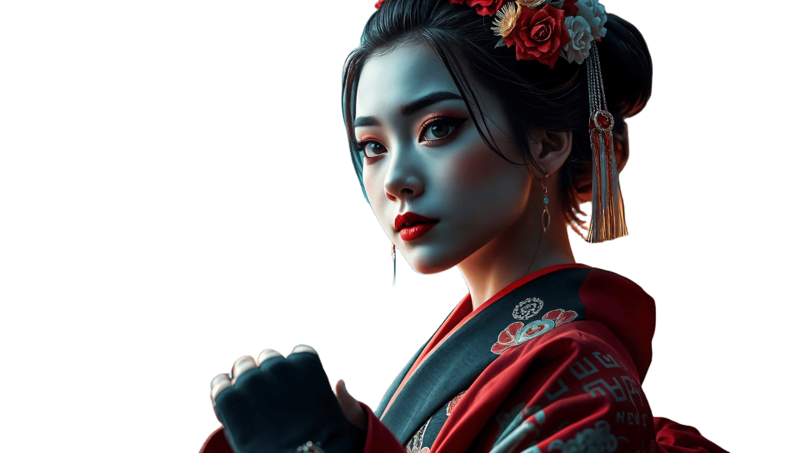 Beautiful Ninja Geisha in Cinematic Film Still