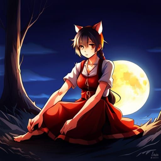 Werewolf Girl Transformation in Anime Style