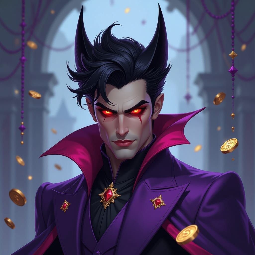 Humanized Bat Man in Regal Purple Suit