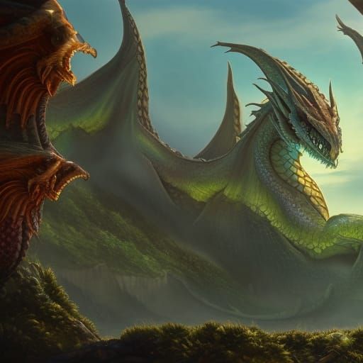 Fantastical Dragons in Detailed Matte Painting