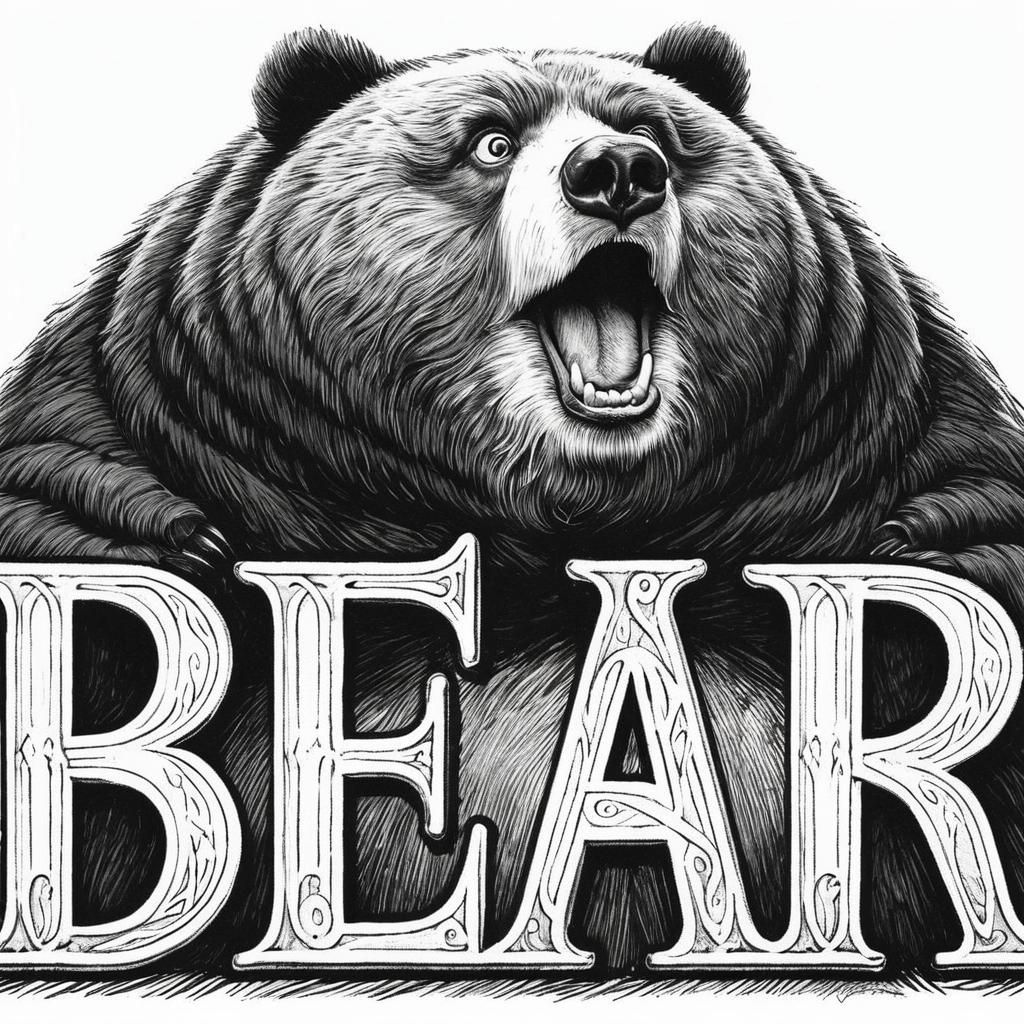 Old English "BEAR" with Grizzly Bear Sketch