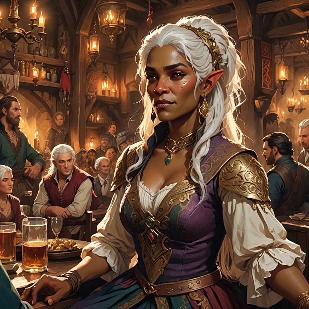 Half-Orc Tavern Singer: Fantasy Oil Painting