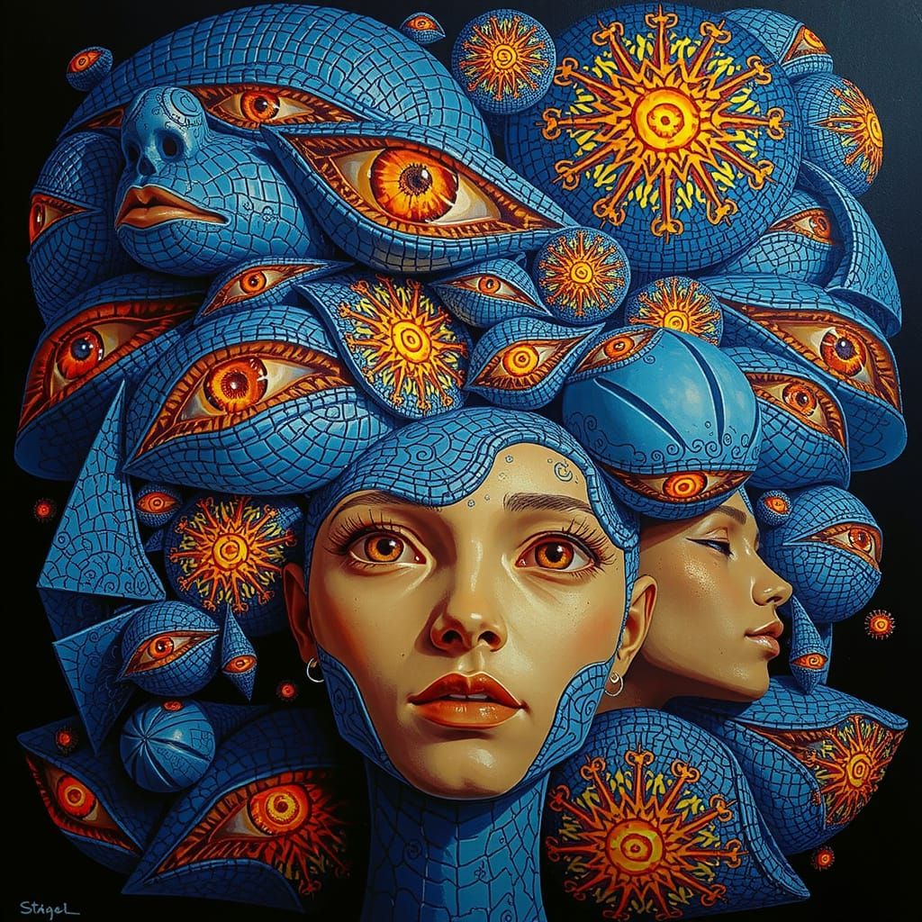 Endless Array of Humanoid Faces in Vibrant Colors