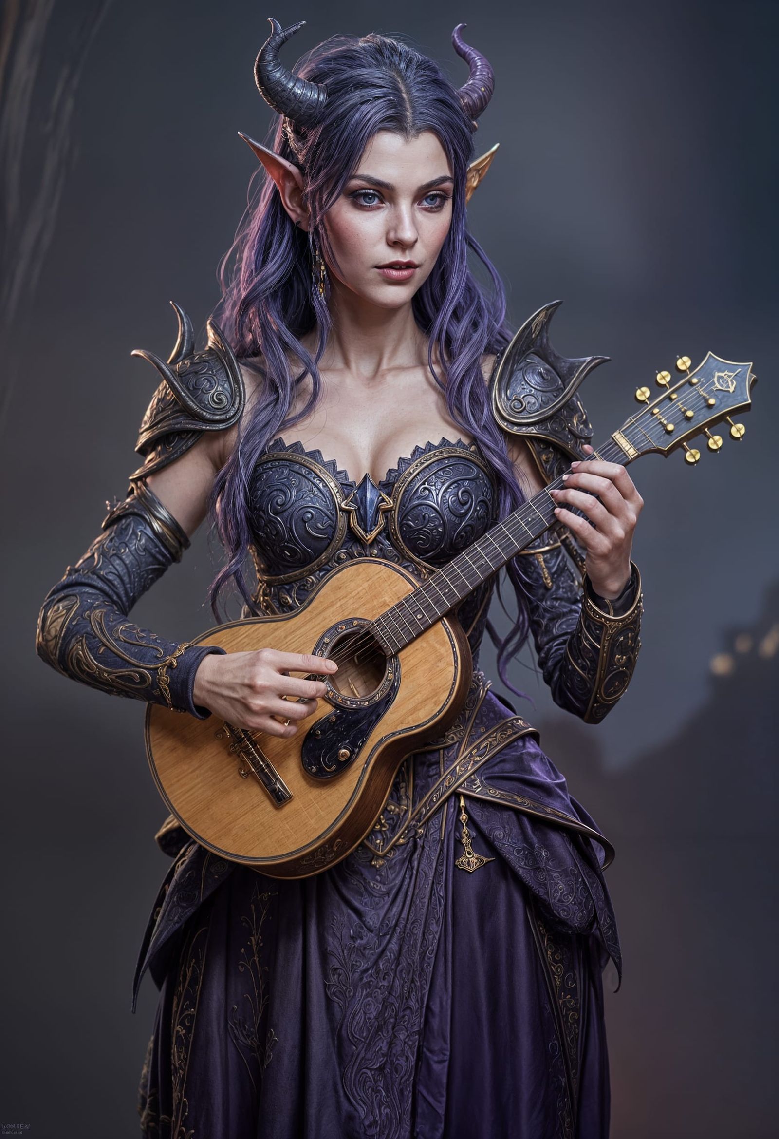 Tiefling Musician in Detailed Fantasy Concept Art
