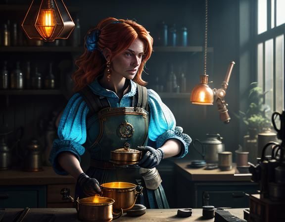 Gnome Tinkerer with Automaton: Cinematic Digital Matte Paint...