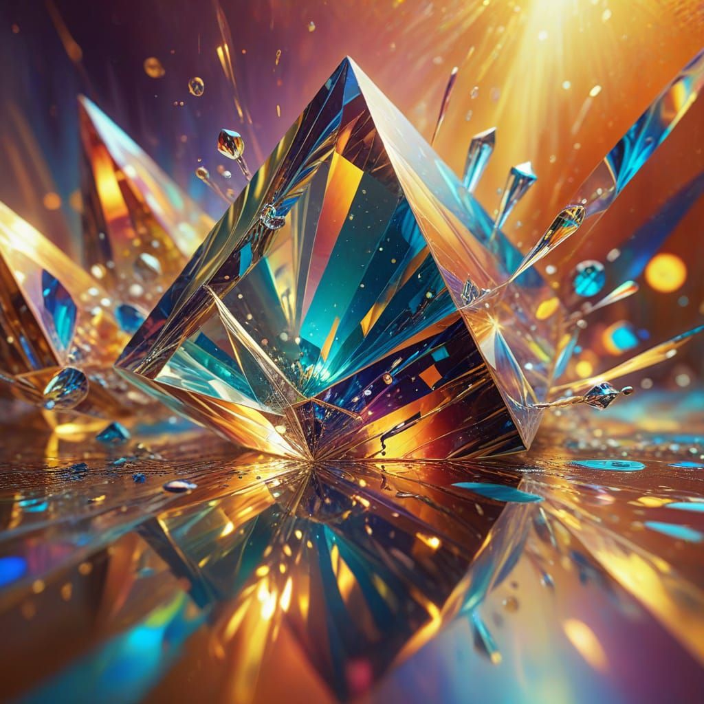 Prismatic Light Refraction in Surrealist Oil Painting