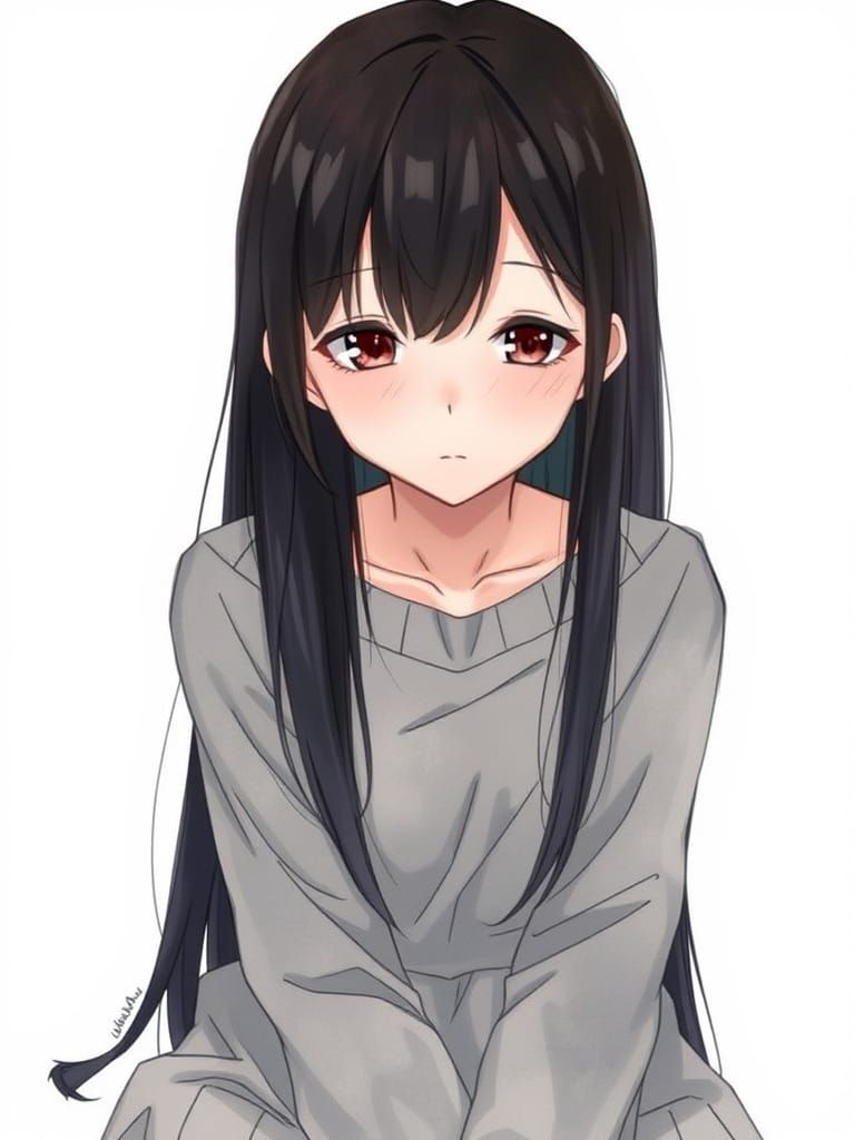 Melancholic Portrait of Mei Tachibana in Watercolor Style