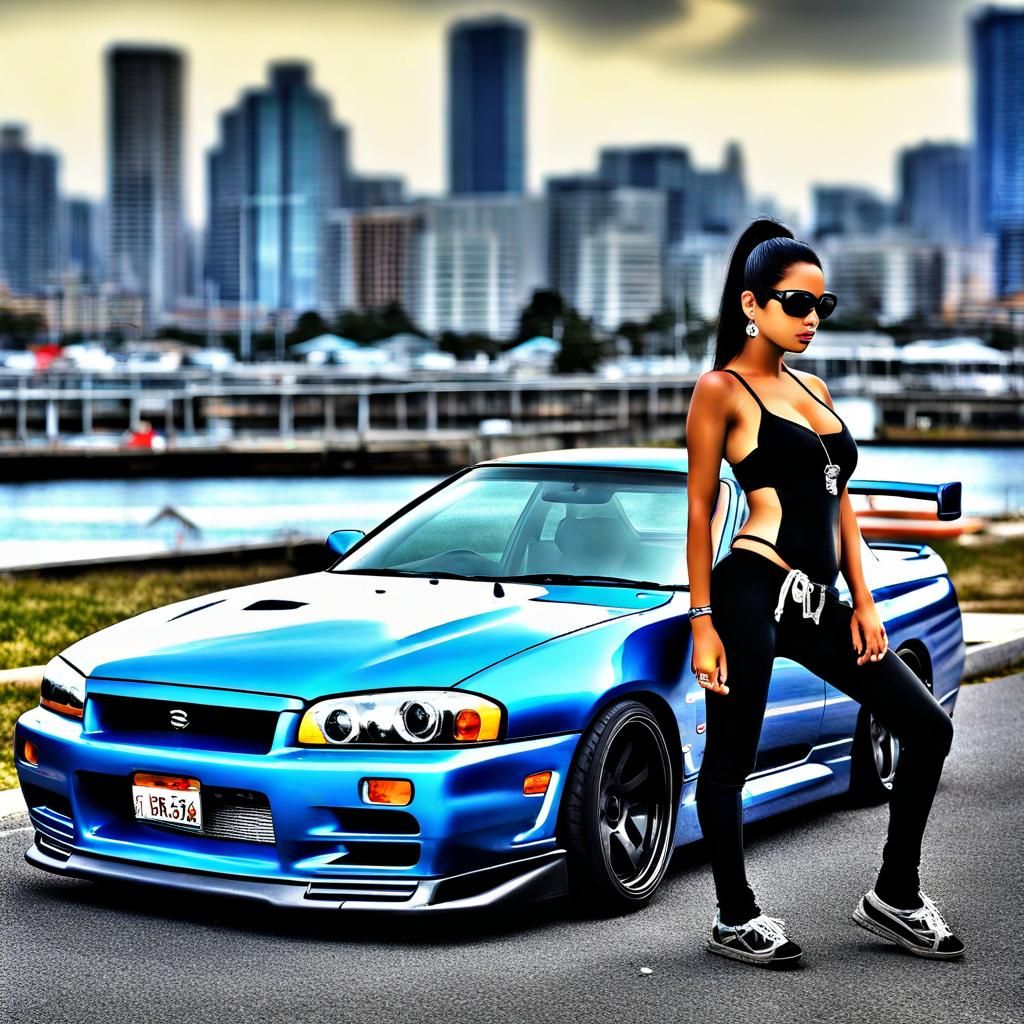 Lowered Nissan Skyline GTR in Bayside Blue