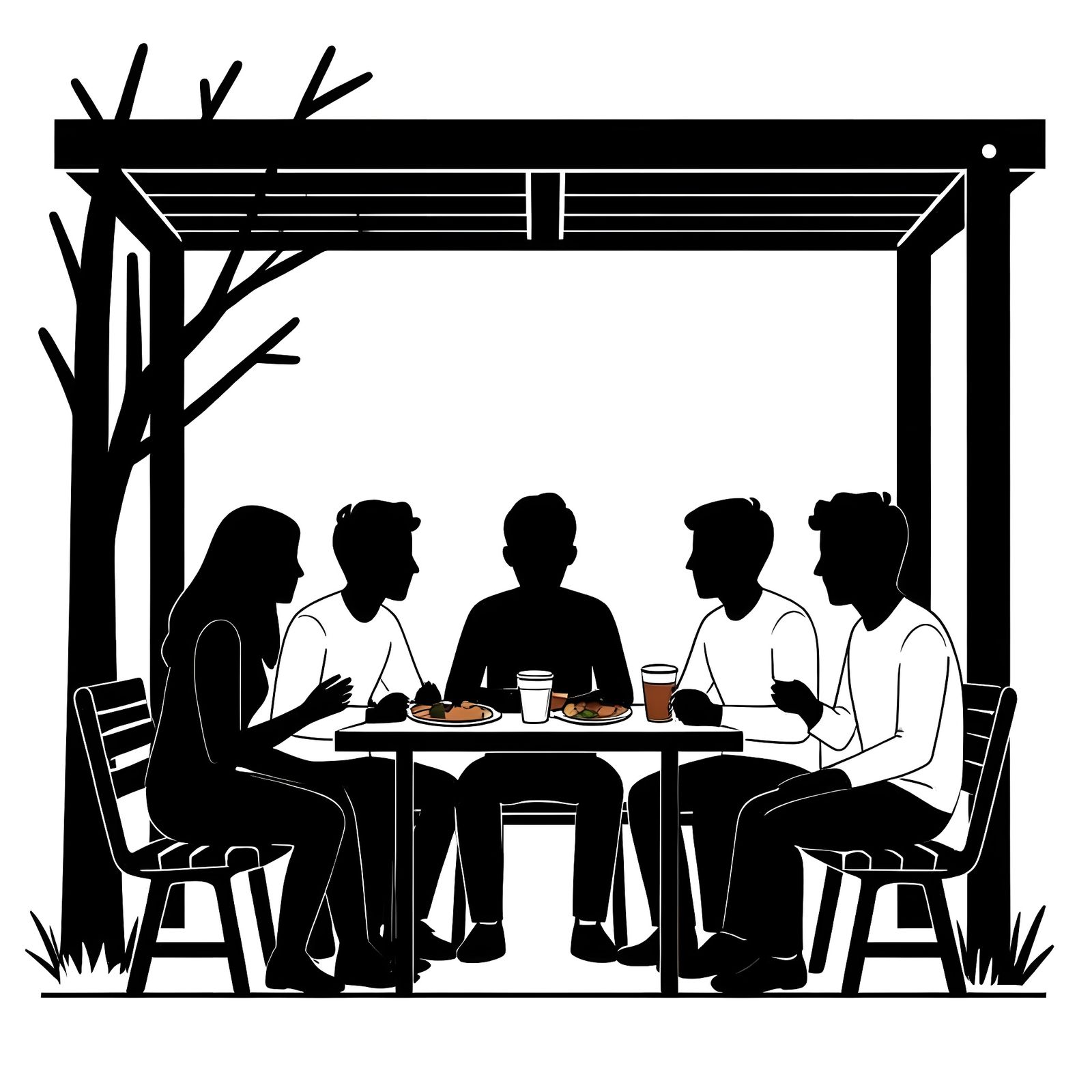 Minimalist Outdoor Pavilion Hangout Vector Illustration