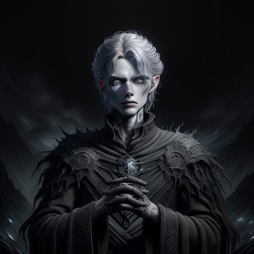 Dark Warlock Master of Shadows Weaves Ancient Magic